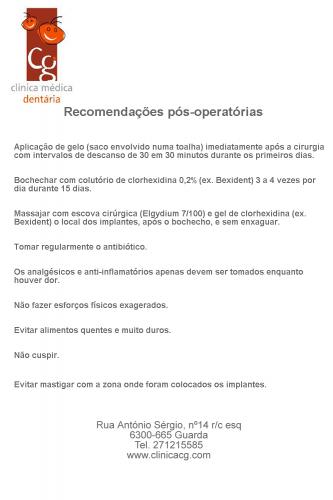 Recomendações pós-operatórias